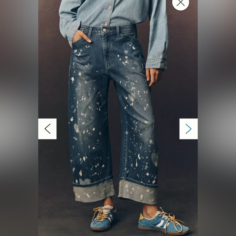 Anthropologie The Kayden Barrel Carpenter Jeans by Pilcro 27 Heart Dust Wash NWT